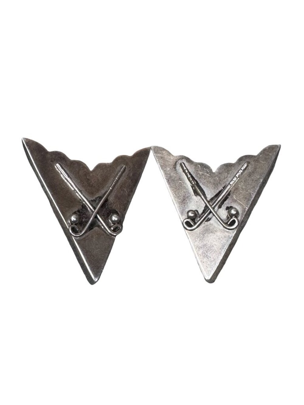 Vintage Navajo Sterling Silver Collar Tip Triangle Earrings Crossed Rods 2" 925